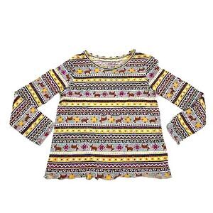 Harper Canyon Girls Printed T-Shirt - Grey Lt Heather Corgi Fair Isle - Size 5